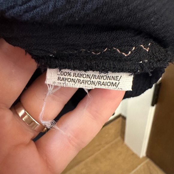 Free People Wind Willow Mini Dress Black Embroidered Boho Peasant Tunic Tassels - Picture 9 of 9